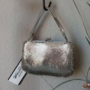 New! 1990's WHITING & DAVIS Silver Oromesh 5 Compartment Mini Evening Bag.